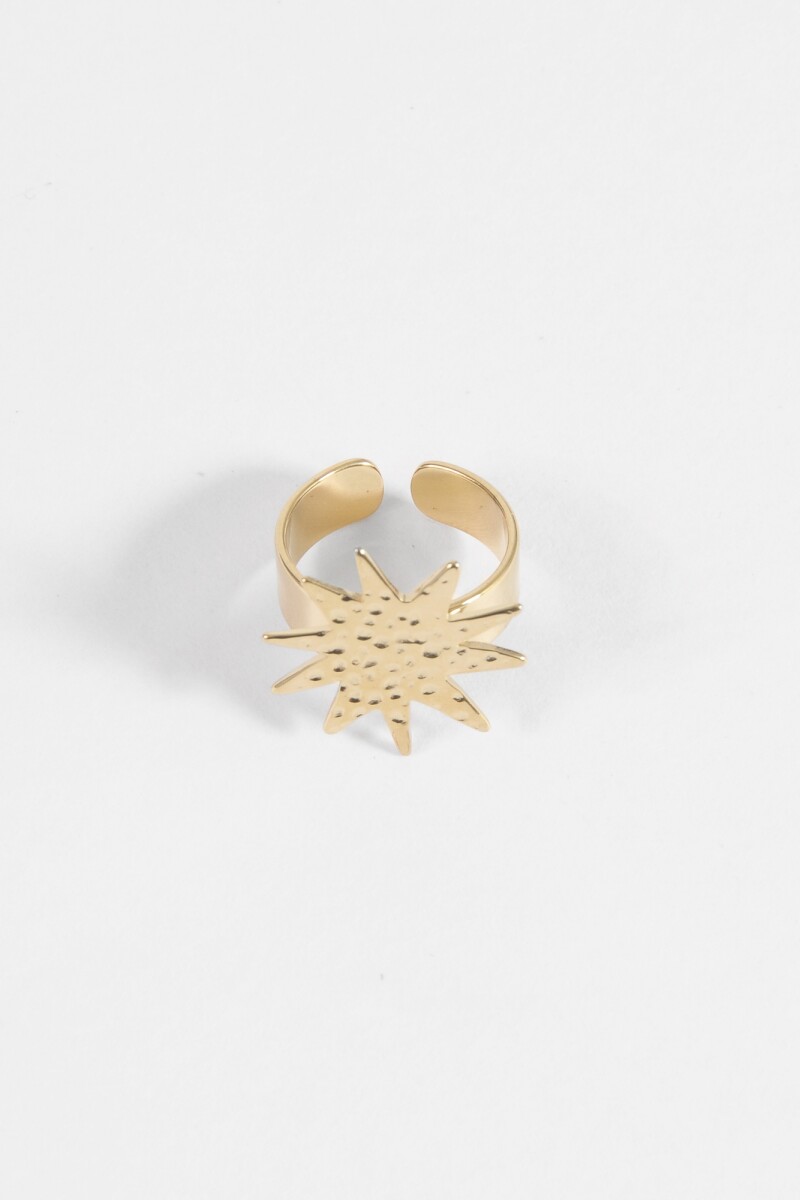 Anillo ajustable estrella acero dorado