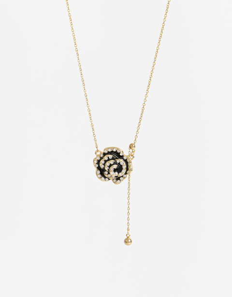 Collares Cortos Color Collar Corto Rosa Strass - Dorado