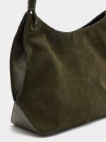 Bolso De Hombro Con Detalles De Piel caqui
