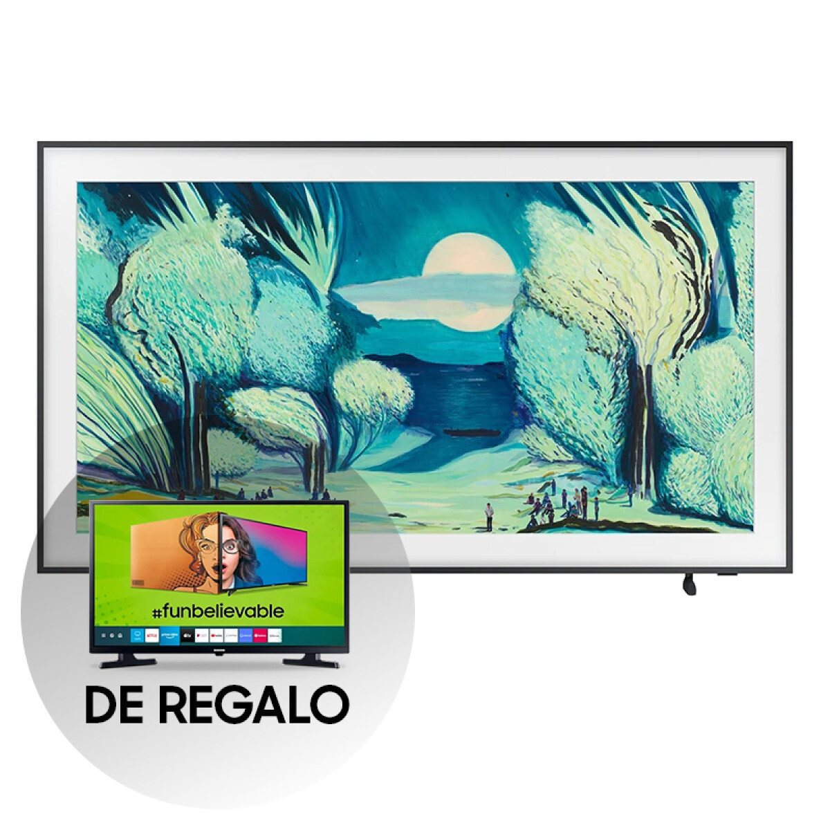 The Frame QLED 75" 4K Vision AI Smart TV + Smart TV Samsung 32" HD ¡ De regalo! 