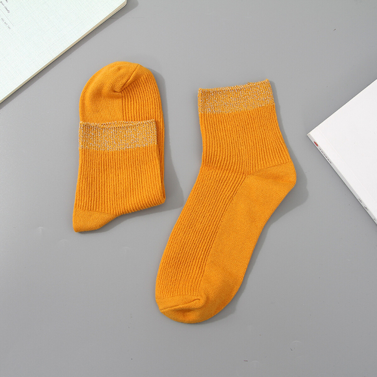 Medias Borde Brillante - 2 Pares - Naranja 