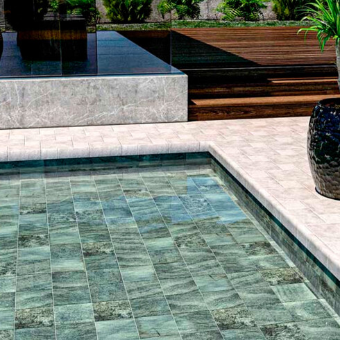 Ceramica Malla Verde Brillo Textura 10X10Cm Piso Piscina GAMAS DE VERDE