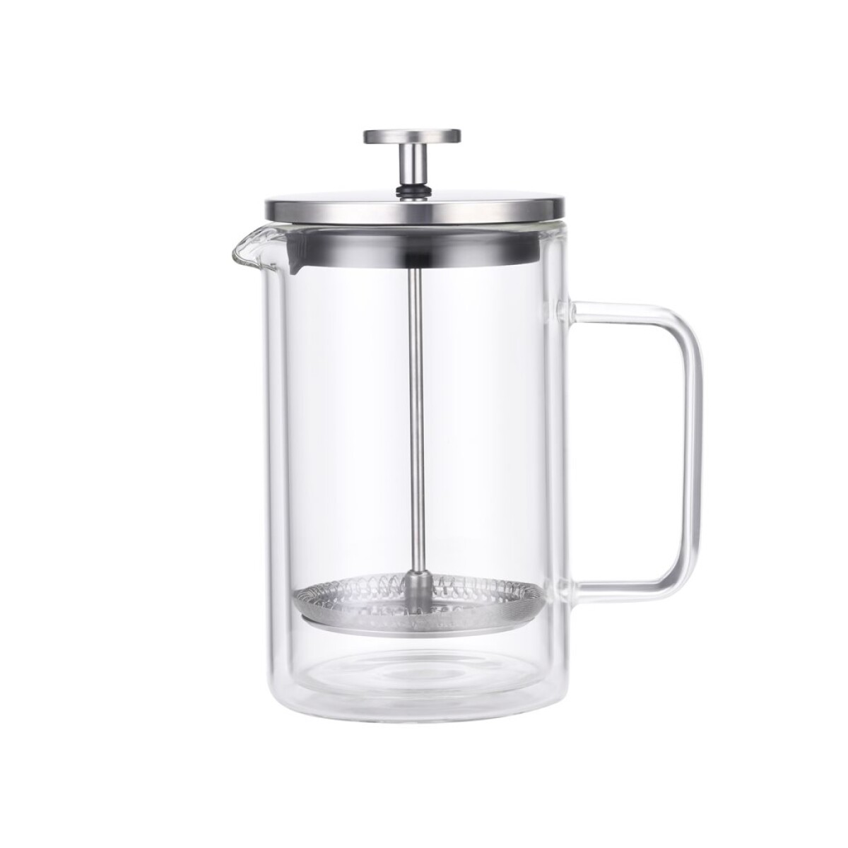 CAFETERA/TETERA FRENCH DOBLE PARED 350ML EN VIDRIO Y AC.INOX SALERNO 