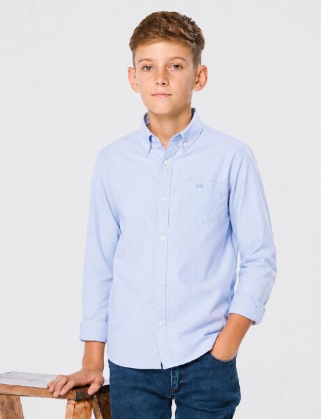 Camisa Lisa M. Larga Celeste