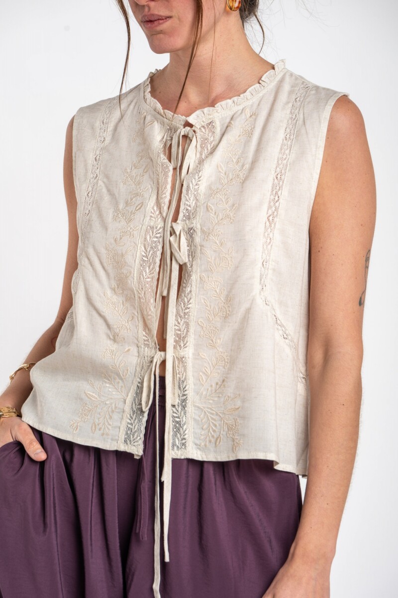 Blusa Bordada - Beige 