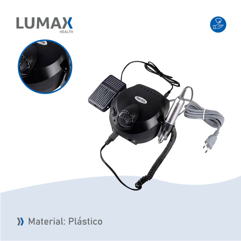 Torno Uñas Lumax 30000rpm Profesional Con Pedalera Negro