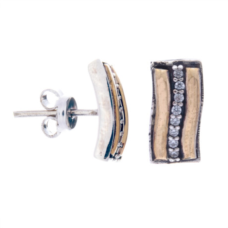 Par de caravanas de plata 925, double en oro 18 ktes y circonias. Par de caravanas de plata 925, double en oro 18 ktes y circonias.