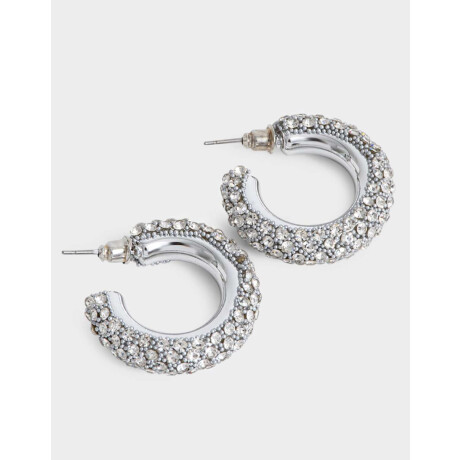 Aros Argollas Con strass Plateado