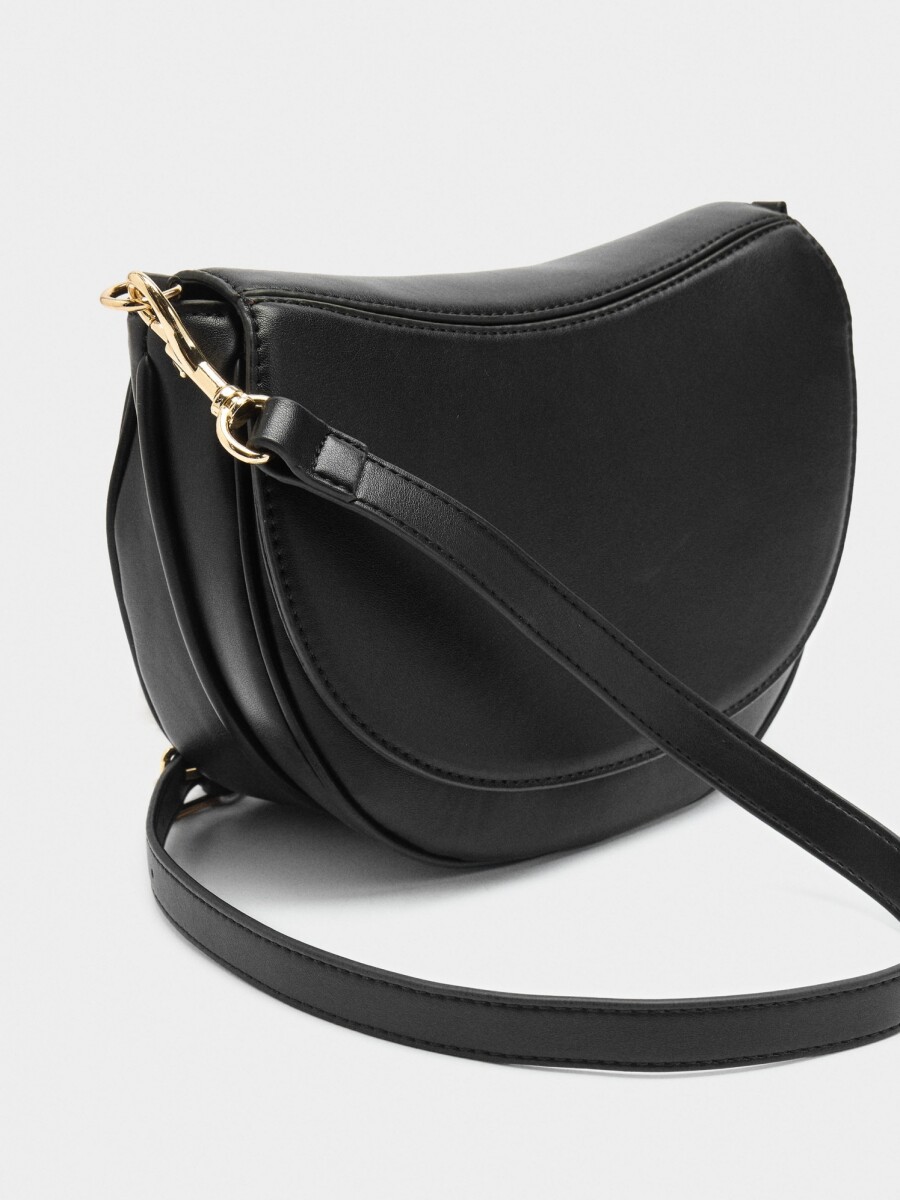 Bolso Bandolera Ovalado Con Solapa negro