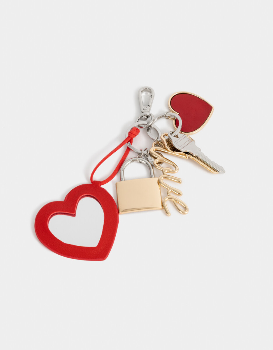 Llavero Y Charm Con Espejo De Corazón 