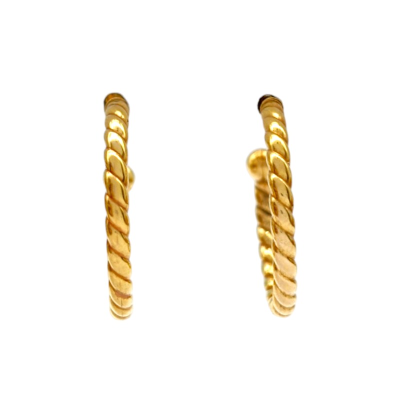 Caravanas aros de oro 3/4 torneado- Oro bajo - Sin piedra- CA8034 sinpiedra