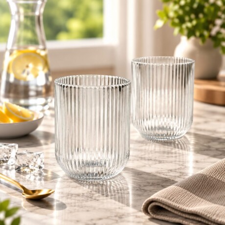 Juego De 6 Vasos Vidrio Listados 270ML - Juego De 6 Vasos Vidrio Listados 270ML -