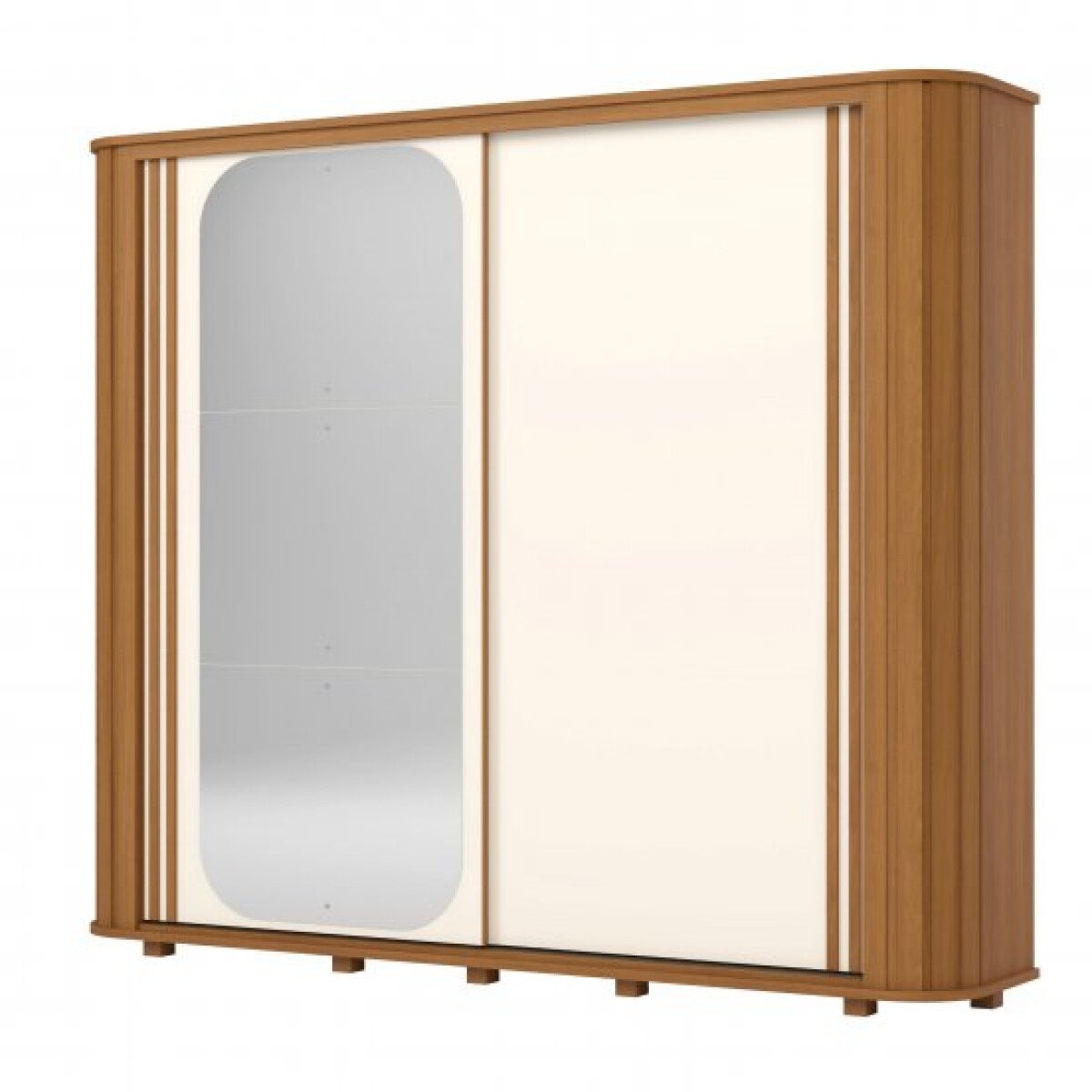 ROPERO MOZATTE 2 PUERTAS 6 CAJONES INTERNOS CON ESPEJO GUARDARROPA CLOSET ARMARIO - OFF-WHITE 