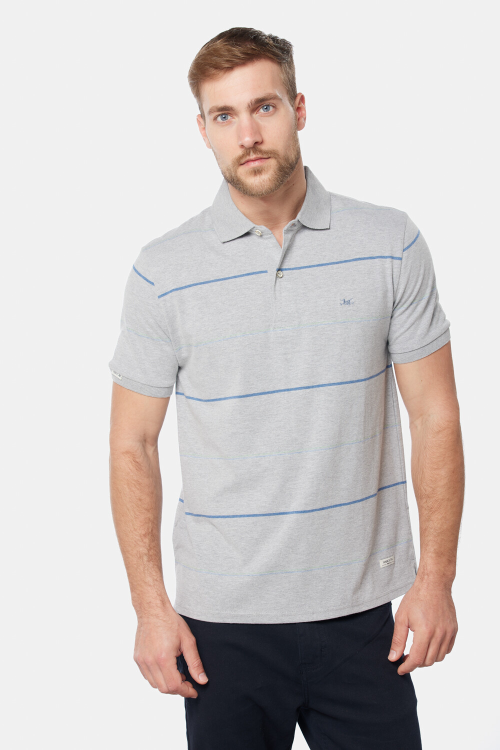 REMERA POLO RAYADA Gris