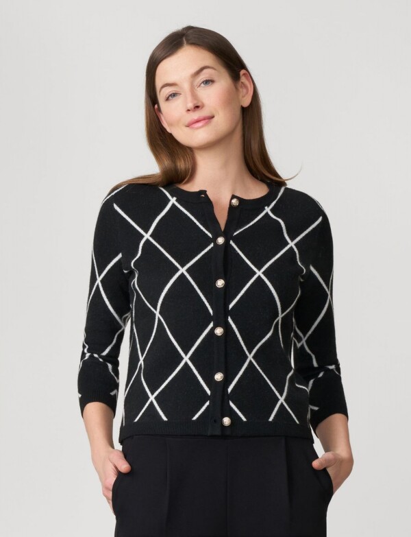 Cardigan Rombos NEGRO/BLANCO
