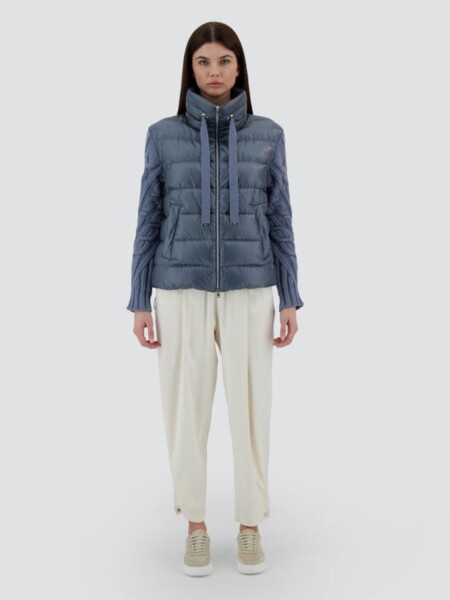 Herno - Chaqueta de nylon ultraligth con mangas tejidas Celeste