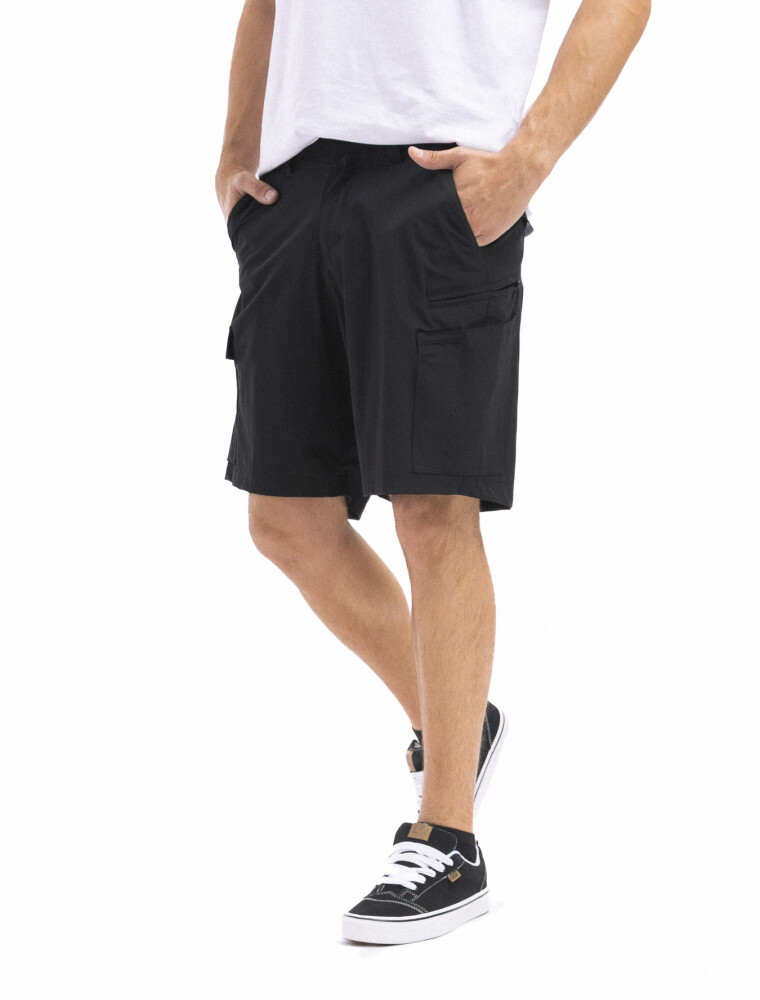 Bermuda Track con Spandex Negro