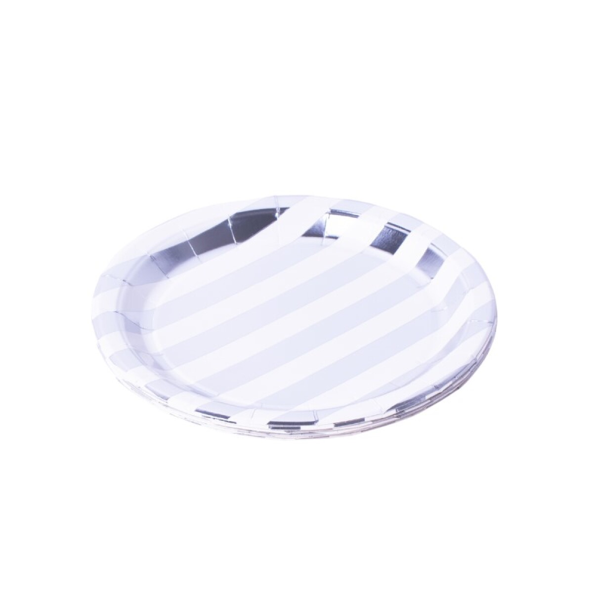 OUTLET Platos descartables rayas plateadas 10 pcs 18cm - Outlet Platos Descartables Rayas Plateadas 10 Pcs 18cm 