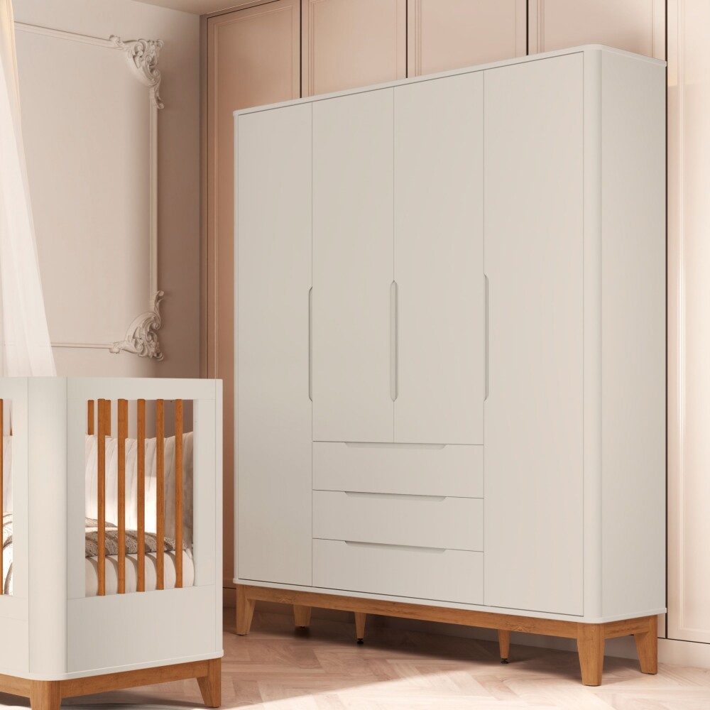 Ropero 4 puertas 3 cajones - Boom Gris