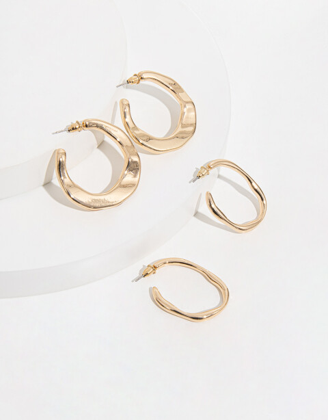 Aros Argollas Set Metal Sets De Aros - Dorado