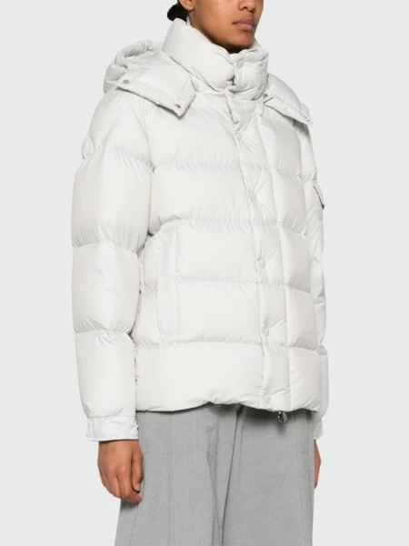 Moncler - Chaqueta rellena de plumas con capucha desmontable, Maya Gris