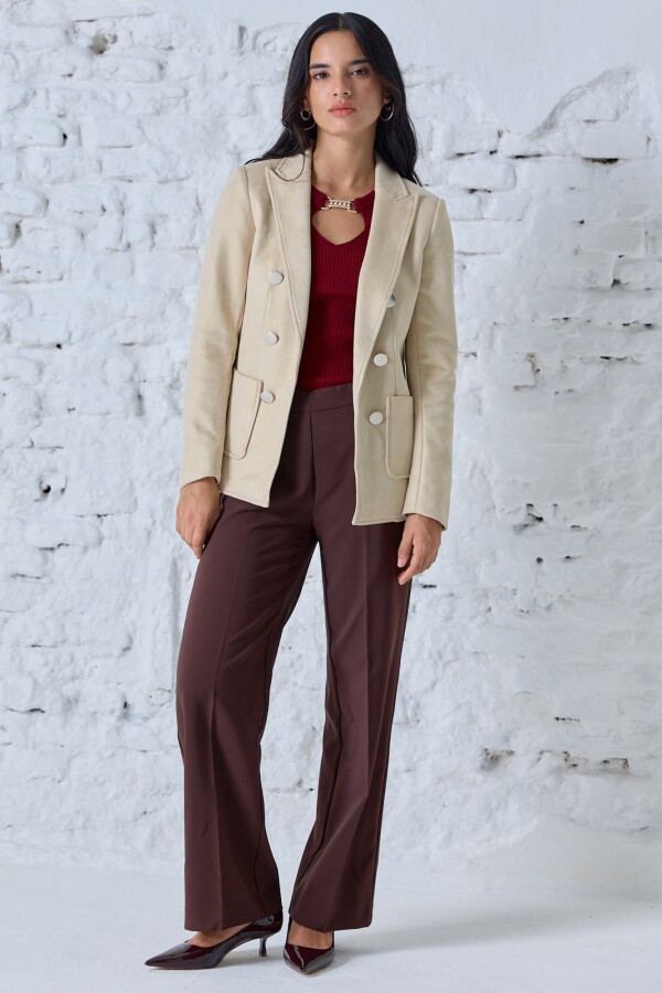 Blazer Botones Brillo BEIGE