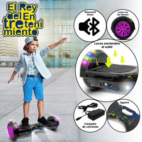 Skate Hoverboard Eléctrico 6.5 Bluetooth Luces Led N1 Negro
