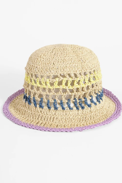 Gorro bucket playero franja lila