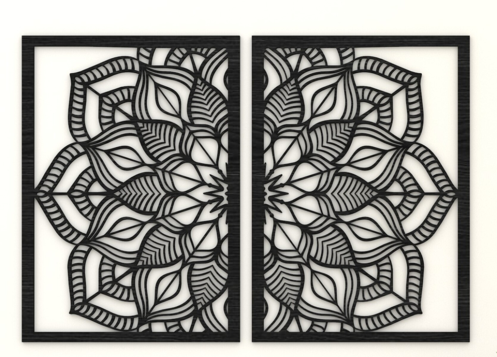 Díptico Mandala Calada 103 X 70 Cmts Madera Decor - Negro 