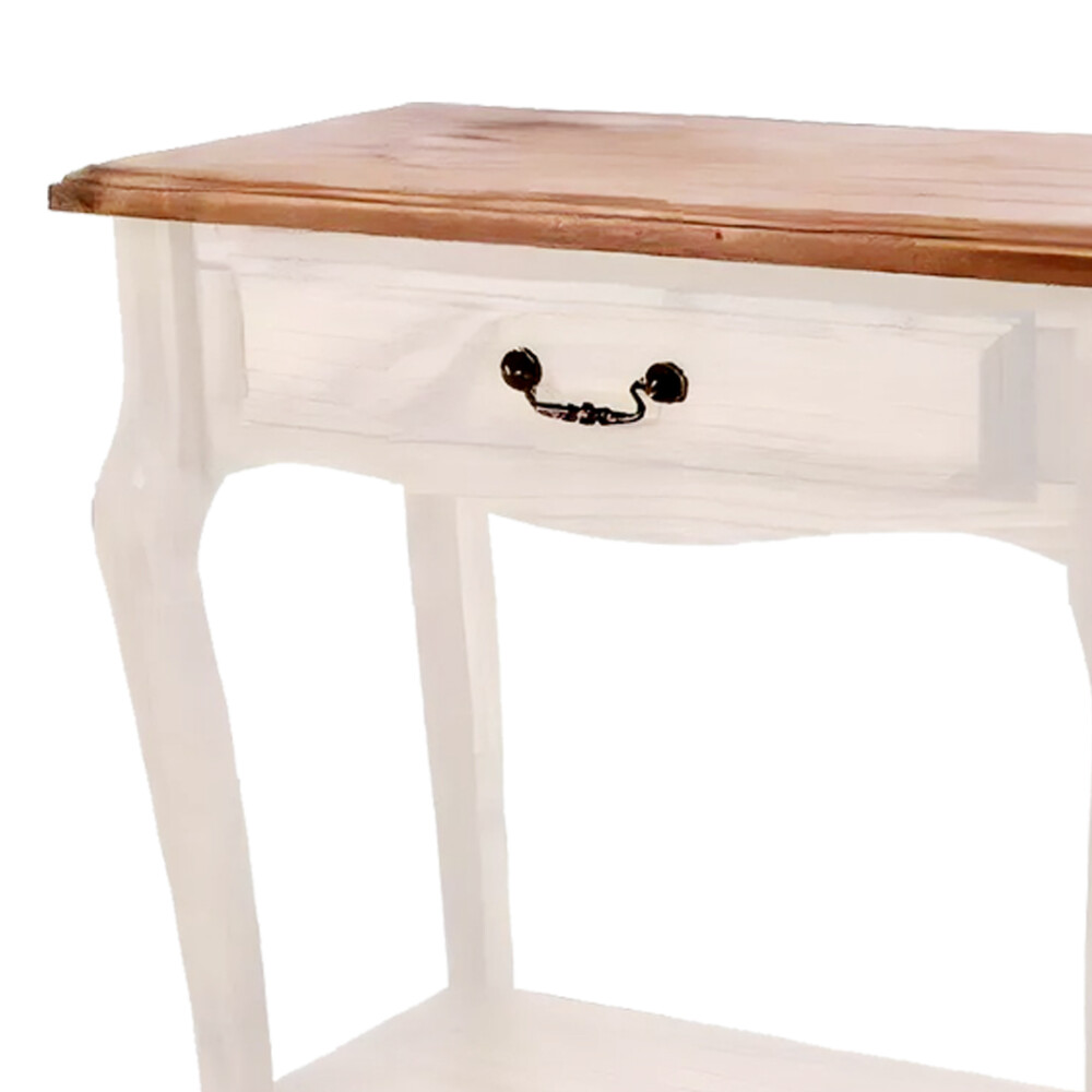 Mesa de arrime 1 cajon - Linea luis XV Blanco