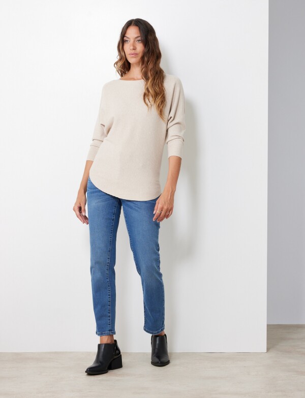 Buzo Dolman Ribs BEIGE CLARO