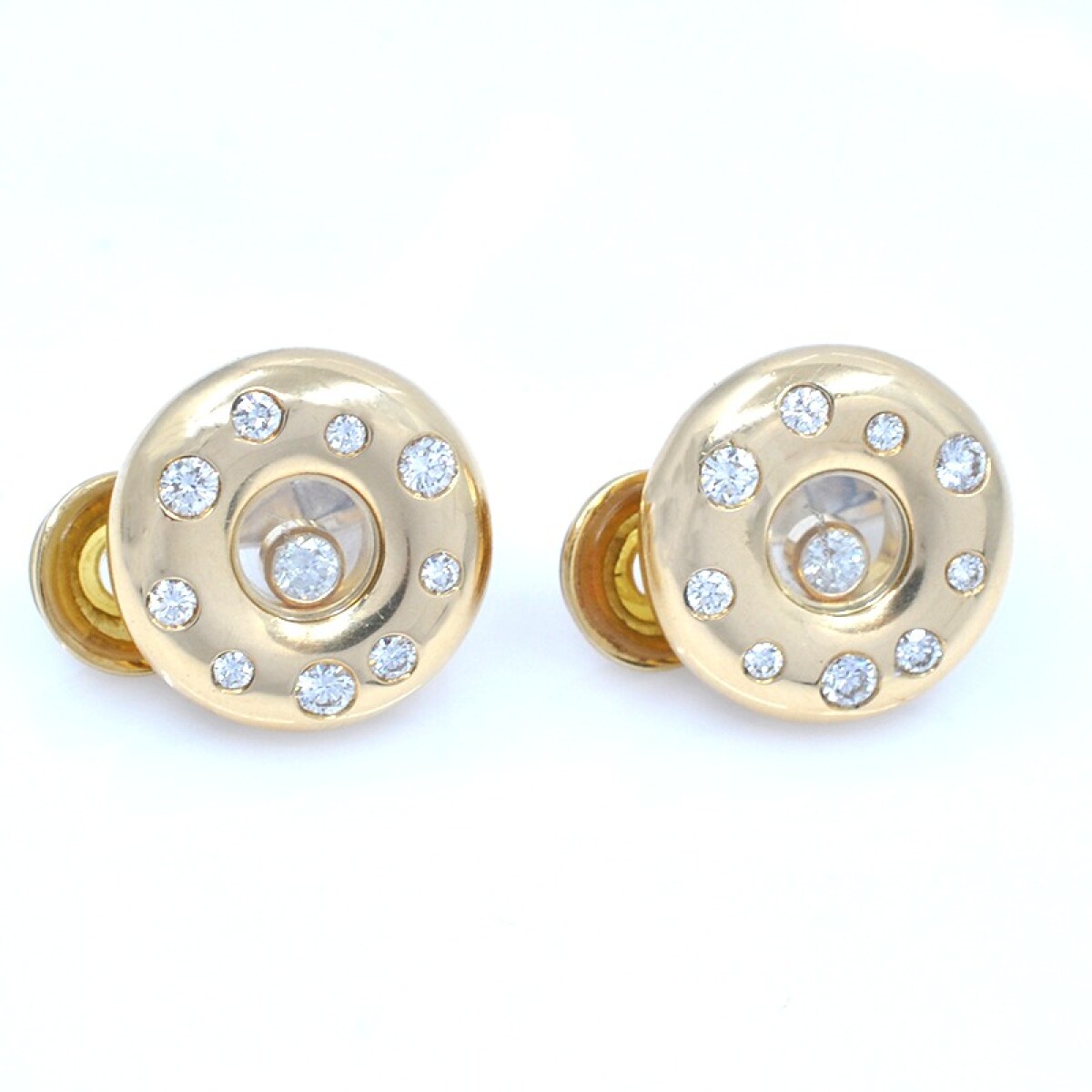 Par de caravanas Chopard Happy Diamonds modelo 84/1868 en oro 18k y brillantes 