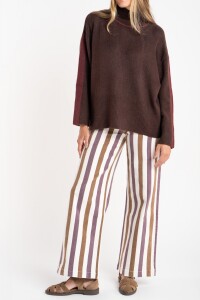 Polera Combinada Marrón Oscuro