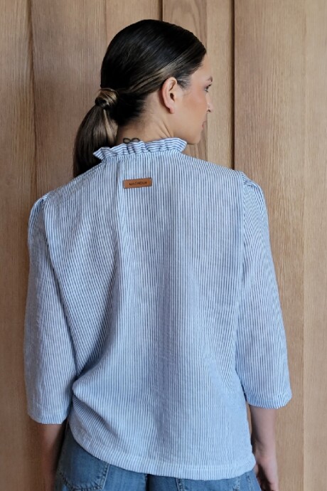 Camisa Carlotta 2.0 Lino Raya Azul fina
