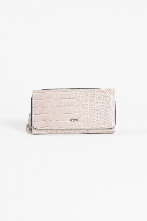 Billetera croco flap beige