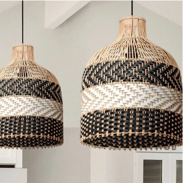 Lámpara colgante cilíndrica beige negro E27 Ø300mm IX9542