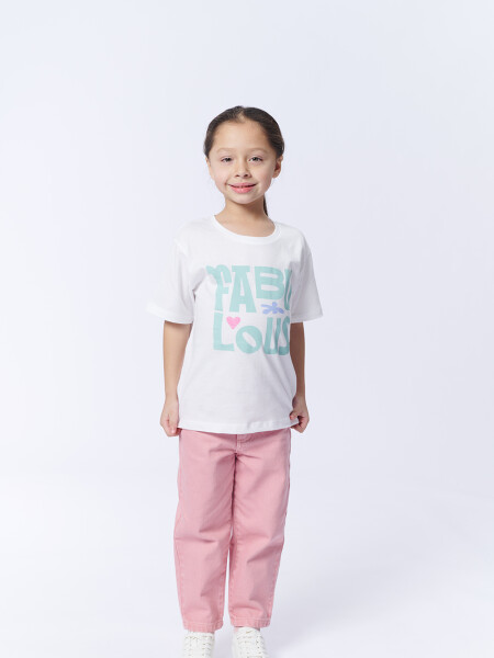 Remera Manga Corta Estampa Fabulous Blanca