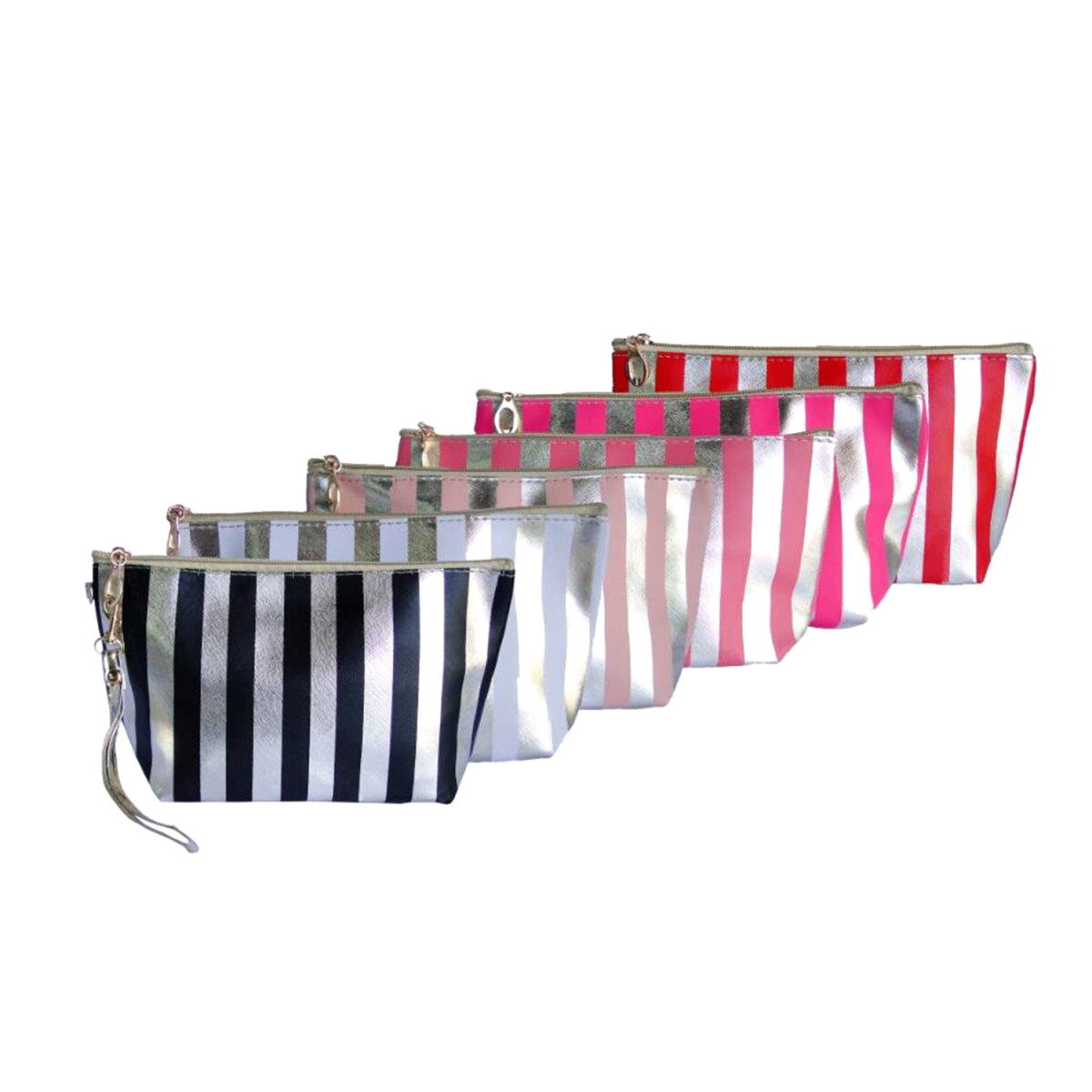 Neceser brilloso a rayas 23x13cm - Neceser Brilloso A Rayas 23x13cm 