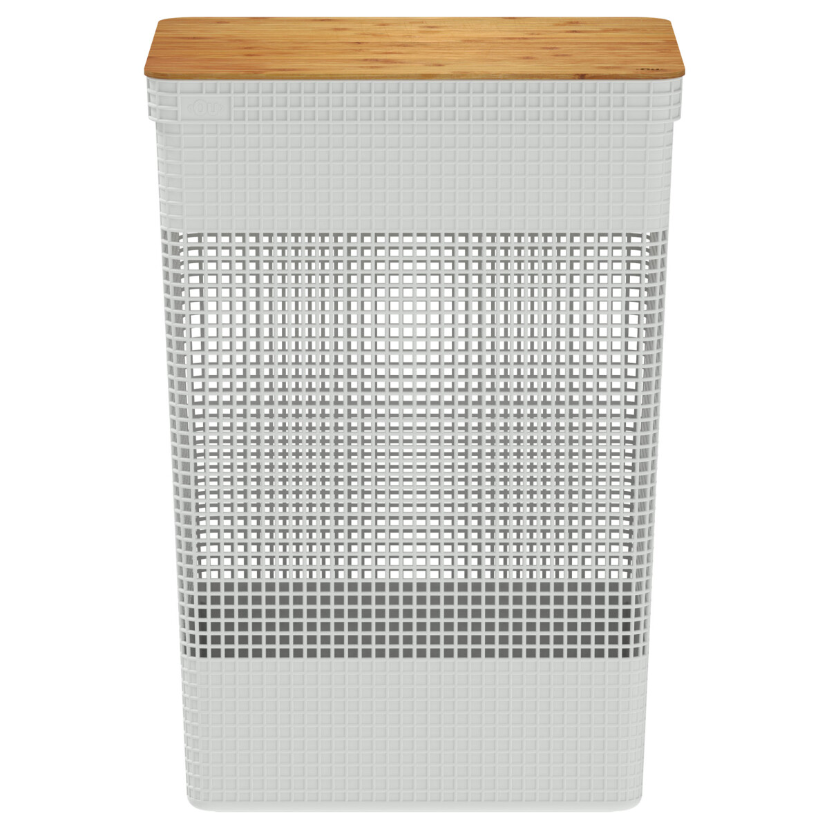 CESTA C/TAPA BAMBÚ - PLASTICO-RECICLADO BLANCO GRID 49L 