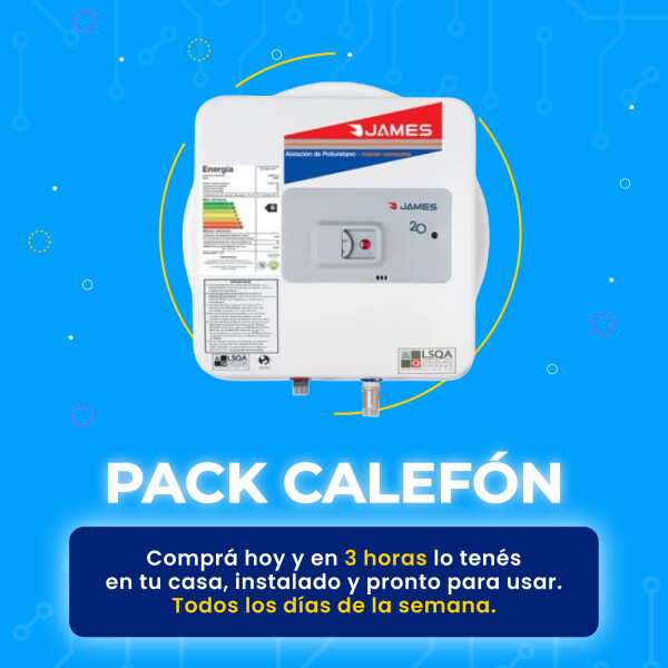 Pack Calefón James 20L prisma de Acero + Instalación Pack Calefón James 20L prisma de Acero + Instalación