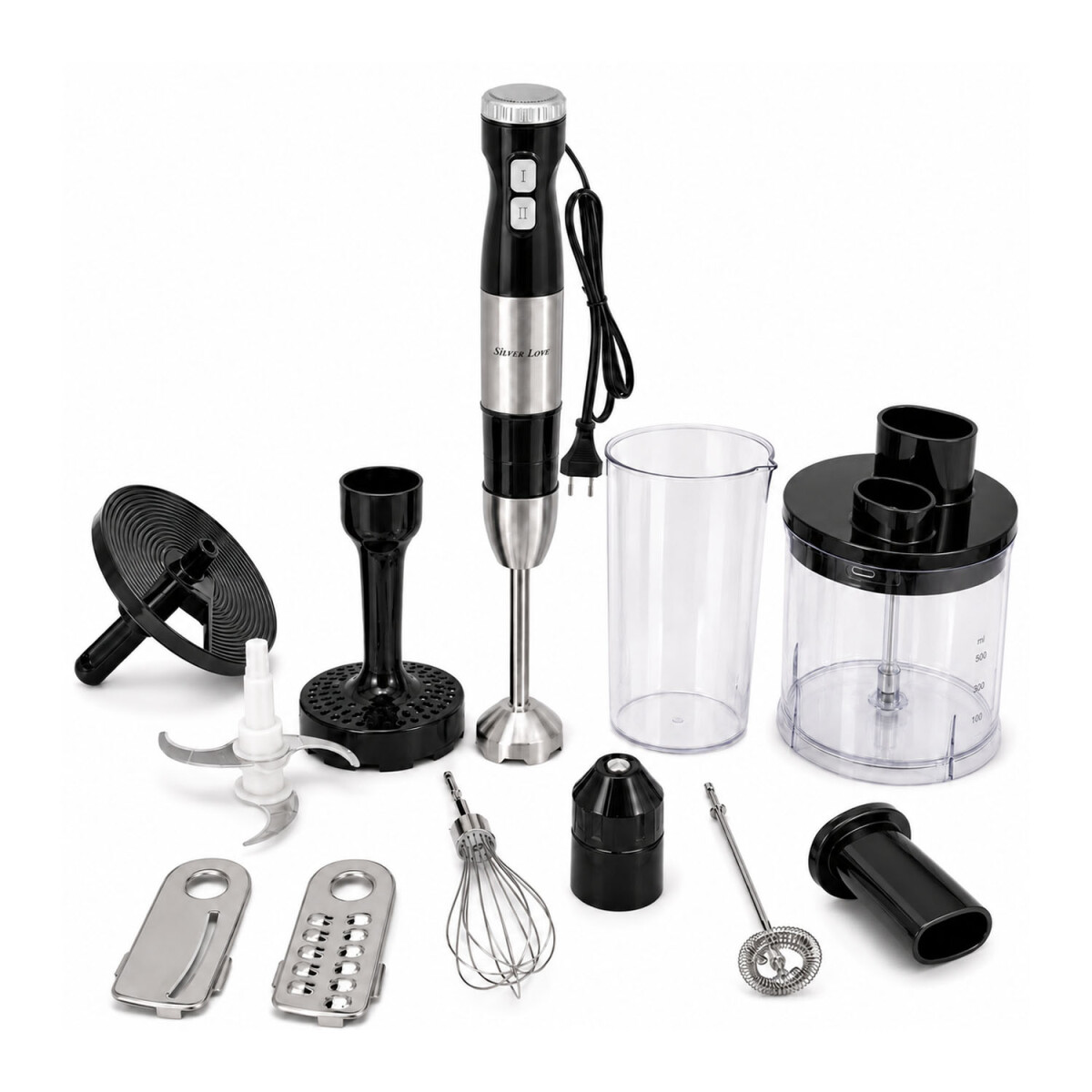 Mixer Procesadora Silver Love 8 En 1 Licuadora 1000w - Negro 