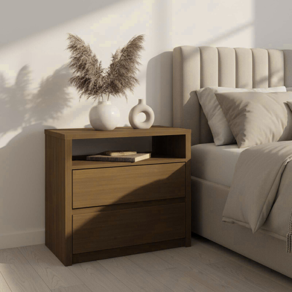 MESA DE LUZ 2 CAJONES MDF NATURAL-BEIGE SOUTH