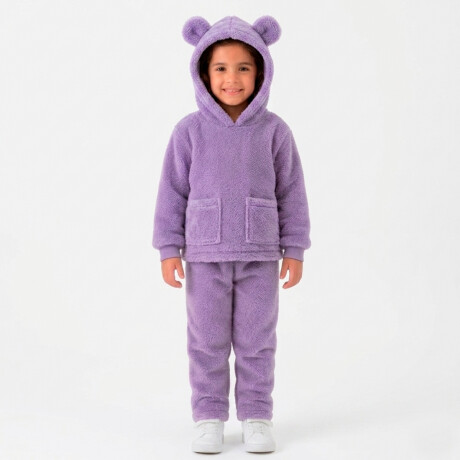 Pijama Para Niños Canguro Y Pantalón Plush Infantil Violeta