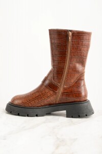 Bota Croco Hebillas Marron
