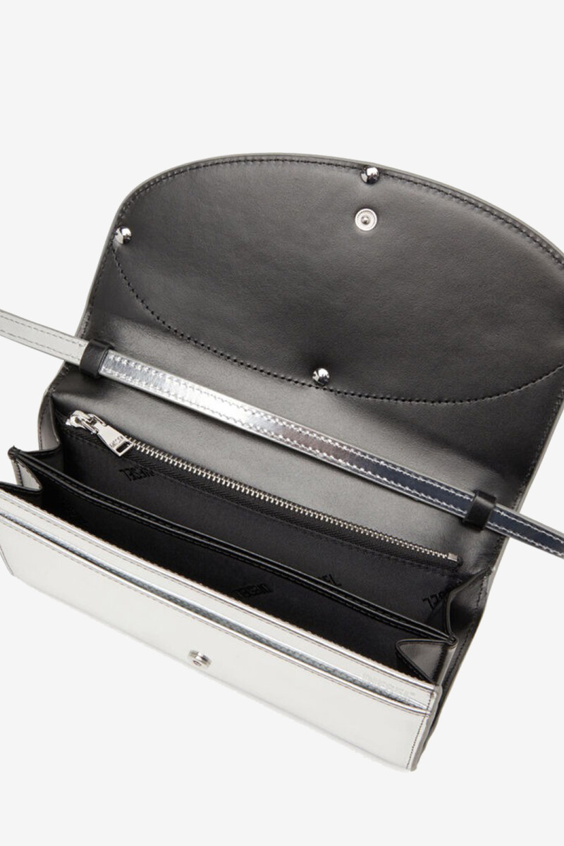 BILLETERA / MINIBOLSO 1DR CUER Plata