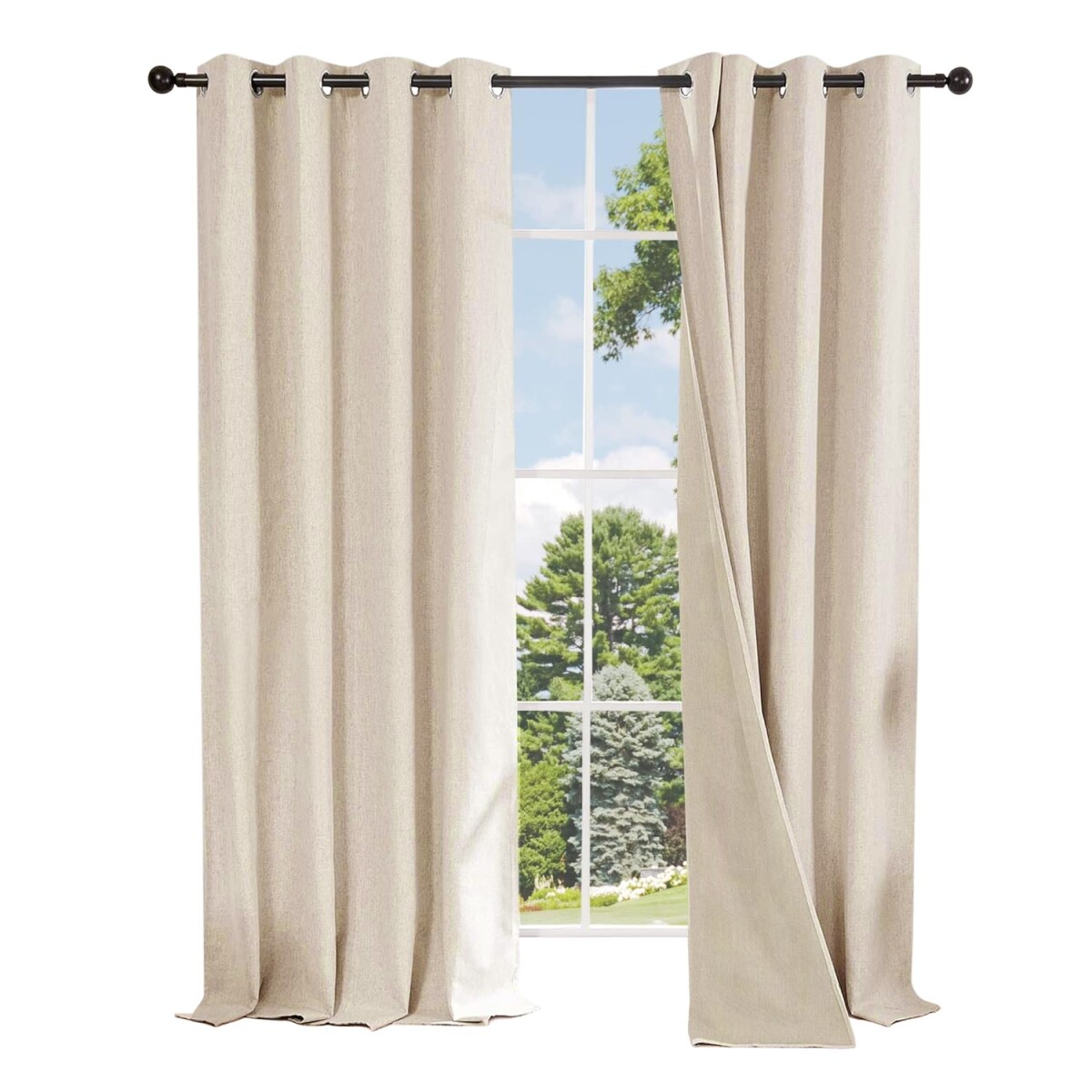 Cortina 100% Blackout 2Paños 140x220 Textura Lino Doble Faz - Variante Color Beige 
