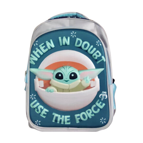 Mochila infantil 3D Baby Yoda Tafeta Grande 40 x 30 cm PETROLEO