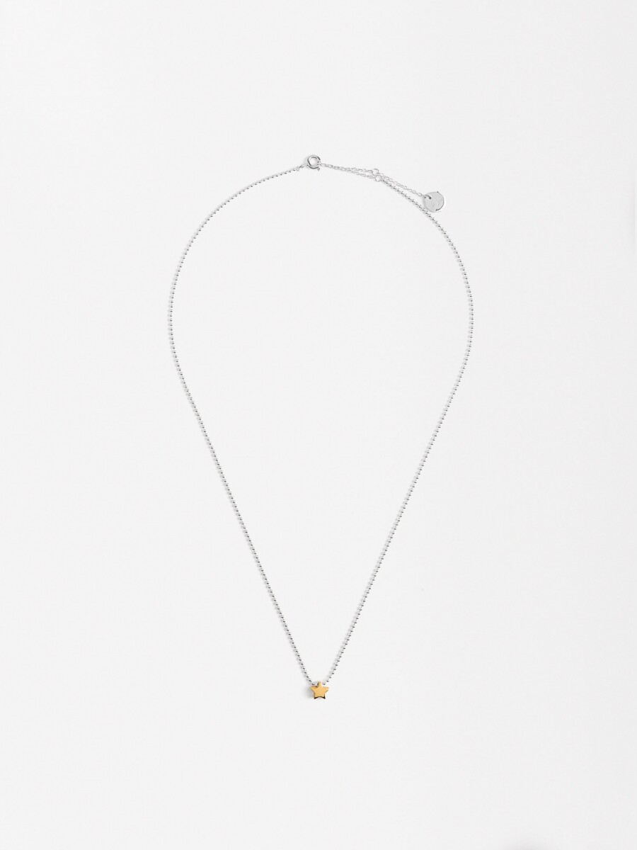 Collar Bicolor Con Estrella - Plata De Ley 925 bicolor