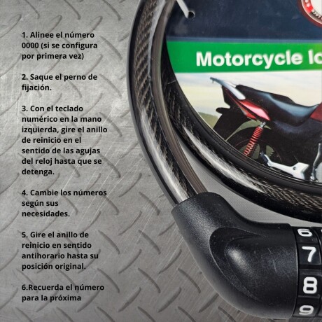 Linga Candado para Moto Bici Reforzada con Combinación Negro