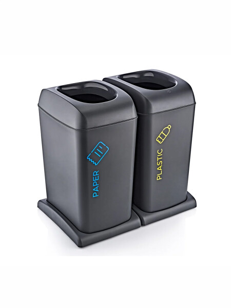 CONTENEDOR CON BASE PARA RECICLAR NEGRO (V)